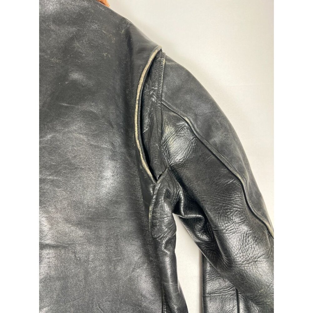 Borman Sports Bormcolt Men’s XL Vintage 50s Black Leather Bomber Jacket - Picture 9 of 15